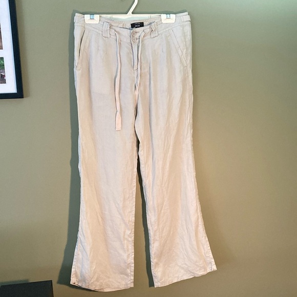 Jacob Inc 100% linen adjustable flare leg beige pants. - Picture 1 of 7